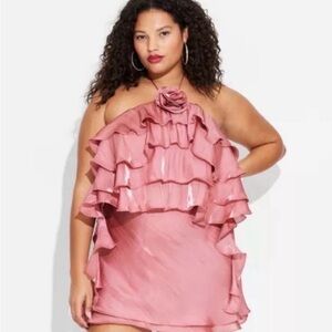 Women's Satin Ruffle Rosette
Halter Top - Wild Fable